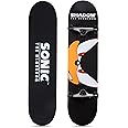 Sonic Character Skateboards - Cruiser Skateboard with ABEC 5 Bearings, Durable Deck, Smooth Wheels (Choose from Sonic, Knuckles, Tails or Sonic & Friends)