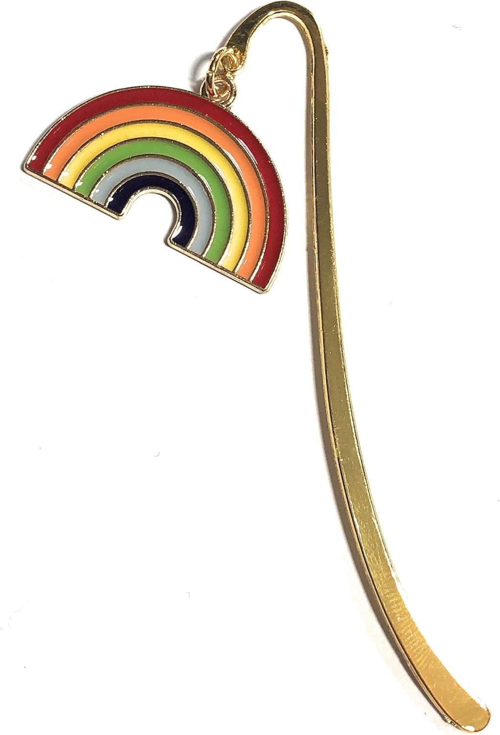 FizzyButton Gifts Rainbow Gold Tone Mini Bookmark with Enamel Charm in Gift Bag