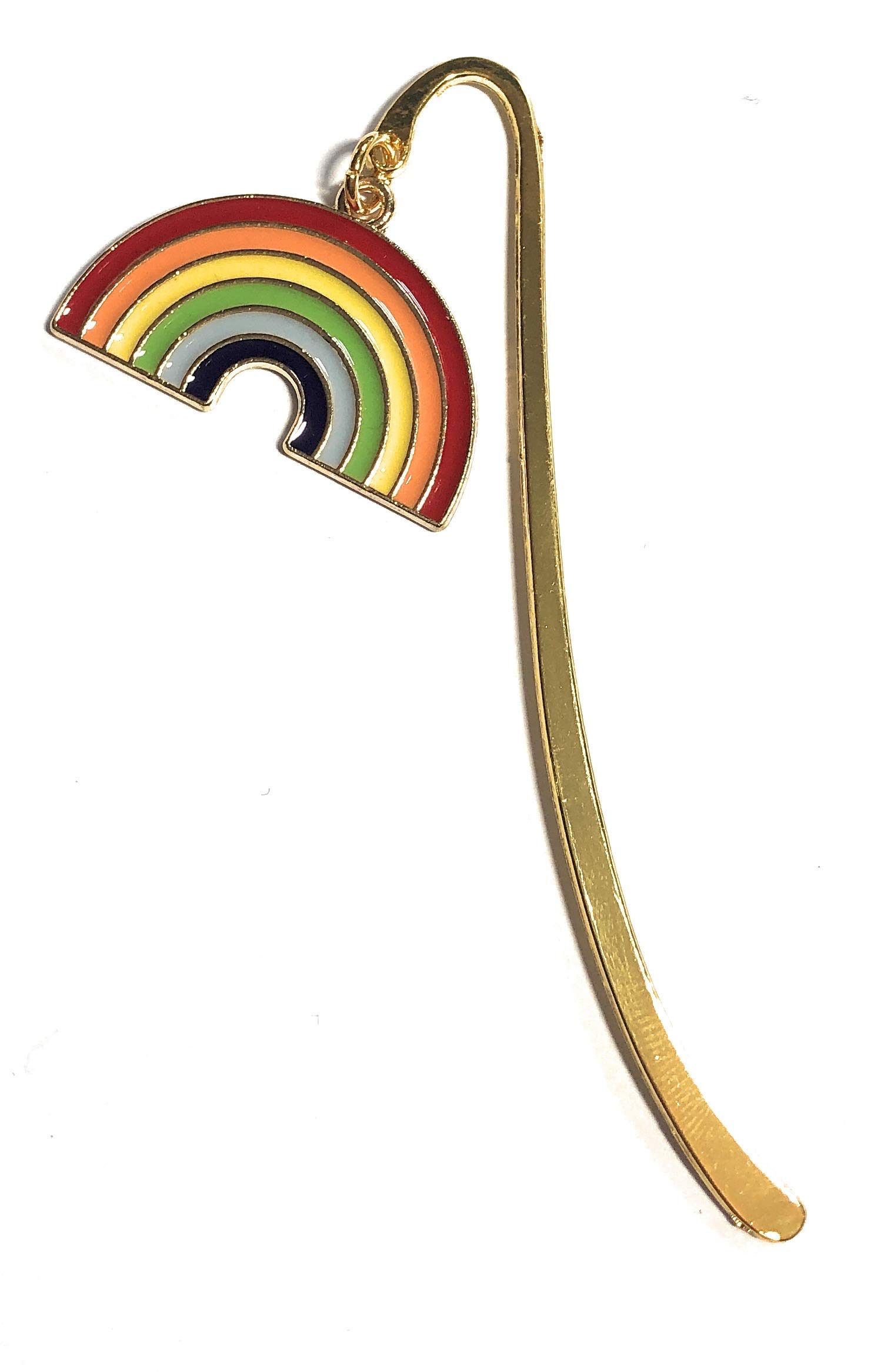 FizzyButton Gifts Rainbow Gold Tone Mini Bookmark with Enamel Charm in Gift Bag