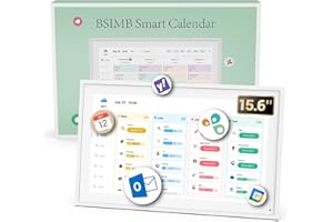 BSIMB 15.6 Inch Digital Calendar Wall Touch Screen Chore Chart, Electronic Smart Calendar Digital for Family Planner 1080P FHD Touchscreen Wall & Desk Mount Seamless Scheduling White
