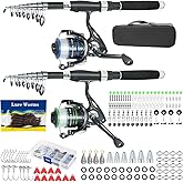 Fishing Pole Combo,2PCS 6.89ft Carbon Fiber Fishing Rods,Spinning Reels 170Pcs Worm Lure Kit Texas-Rigs-for-Bass Carrier Bag for Travel Freshwater