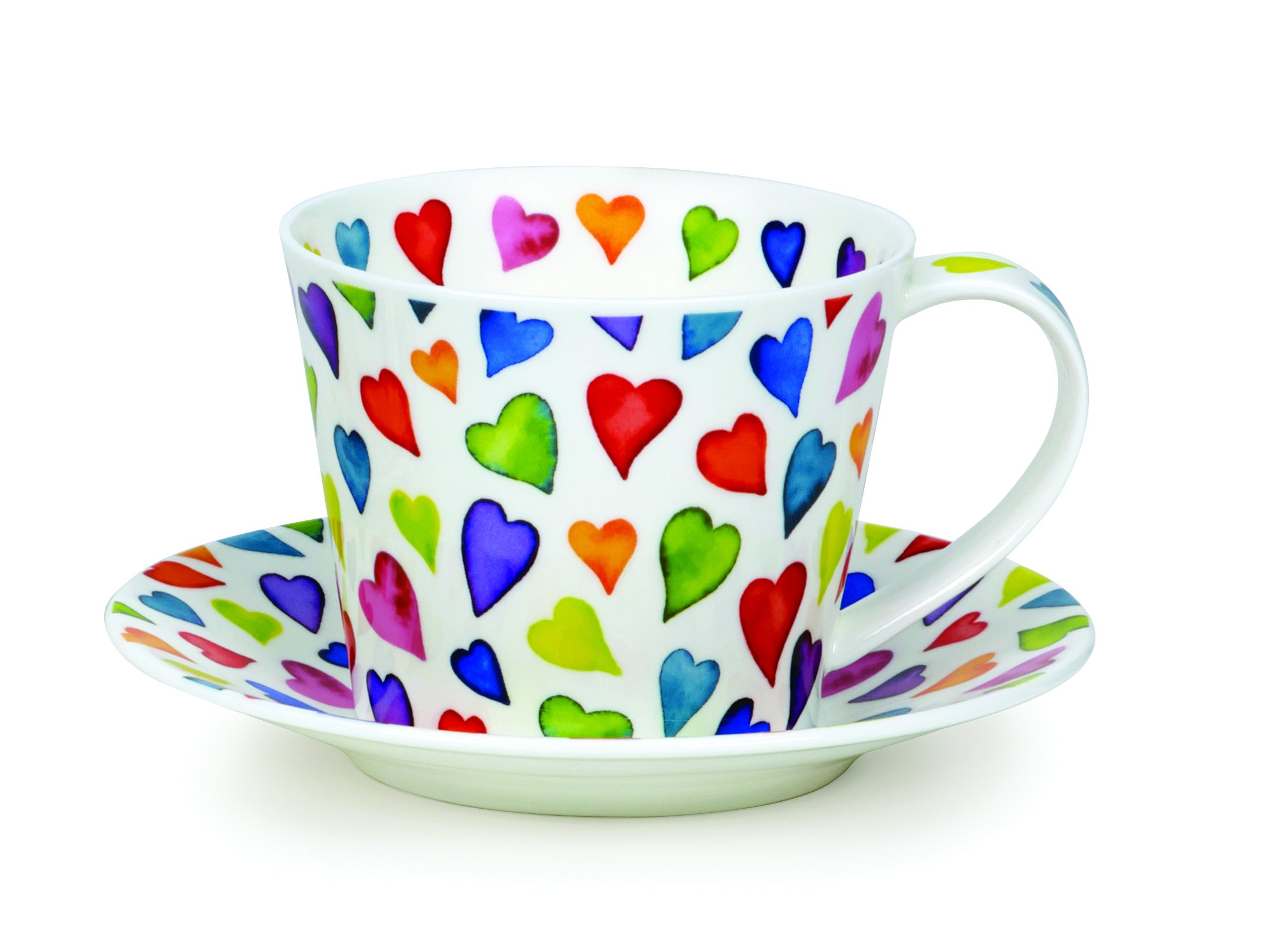 Dunoon Bone China Cup & Saucer Warm Hearts - Islay Shape