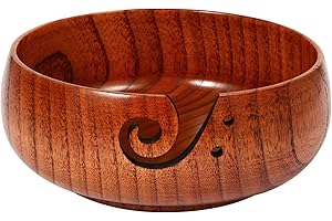 Wooden Yarn Bowl, 8" x 3" Knitting Yarn Bowl with Holes, Handmade Rounded Edge Yarn for Crocheting, Yarn Storage Bowl Holder 