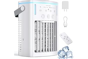 YESTONO Portable Air Conditioners,3-Speed Small AC Fan, Portable Air Cooler with Remote,Timer function,7-Color Night light,3-Level Mist modes for Bedroom,Office,Room,Camping.