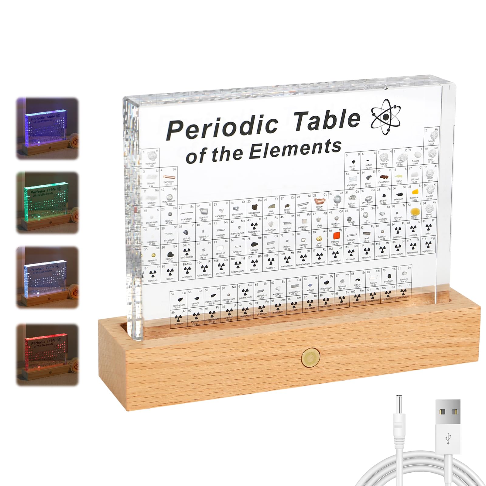 Large Periodic Table Display with Real Elements, Btstil Acrylic Periodic Table of 83 Elements, Samples Periodic Table Display Gift for Students Teachers Kids Students Crafts Decoration