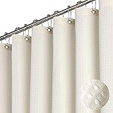 Dynamene Extra Long Fabric Shower Curtain， Waffle