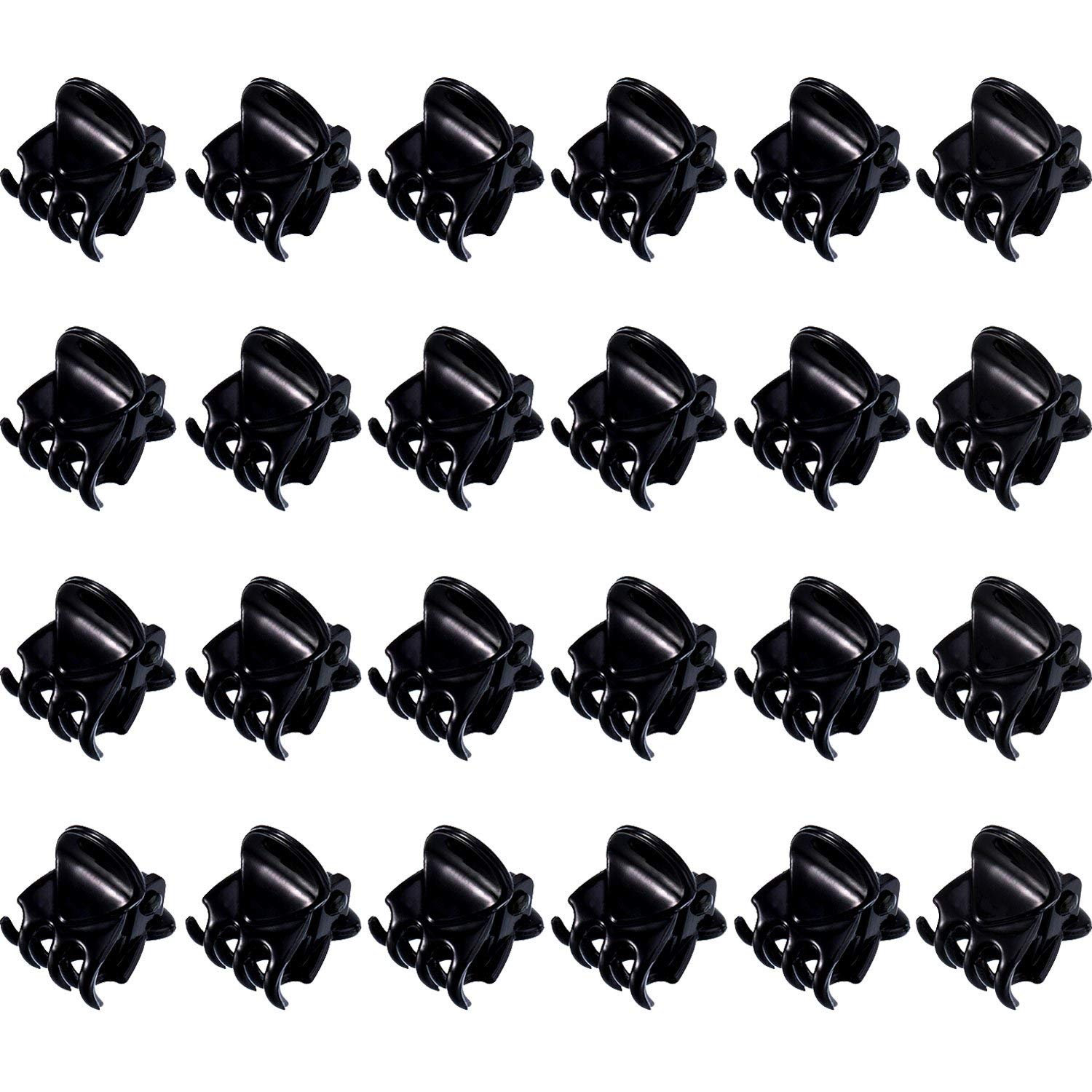 Mini Hair Clips Plastic Hair Claws Pins Clamps for Girls and Women (Black-24pcs)