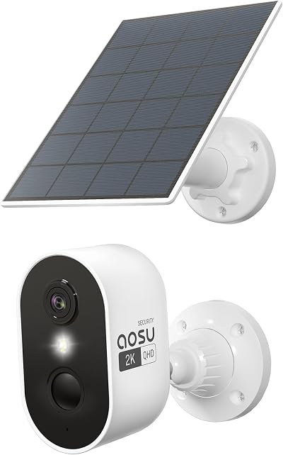 aosu 2K Solar Wireless Outdoor Security Camera System 2-Pack Color Night Vision
