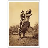 Goth Decor Antiqued Wicca Art Poster Dark Academy Dinosaur And Cowboy Canvas Wall Art Horror Posters Spooky Indoor Art Family Bedroom Office Space Decor 12X16inch Unframed