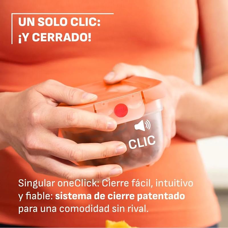oneClick, Set de 5 recipientes para almacenar alimentos, Naranja — foto 3 de 8