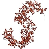 Suncalla 1 Pack Fall Garland for Mantle 6ft Plum Artificial Cimicifuga Ramosa Plant Leaves Garland Autumn Leaf Vine for Fall Halloween Mantel Thanksgiving Garden Farmhouse Decoration