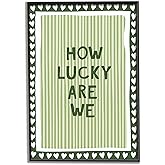 SKTBJWNYK Green Stripe Quote Wall Art,How Lucky Are We Poster Canvas Trendy Preppy Home Decor with Vibrant Modern Typography Poster for Living Room Bedroom Office Decor 16x24 Inch Unframed