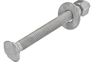 1/2" x 5" (25 Pack) Galvanized Carriage Bolt Kit Grade 307A Includes 1/2" USS Flat Washers (25 pcs) and 1/2"-13 Hex Nuts (25 pcs), Hot Dip Galvanized for Exterior Use by Makers Bolt