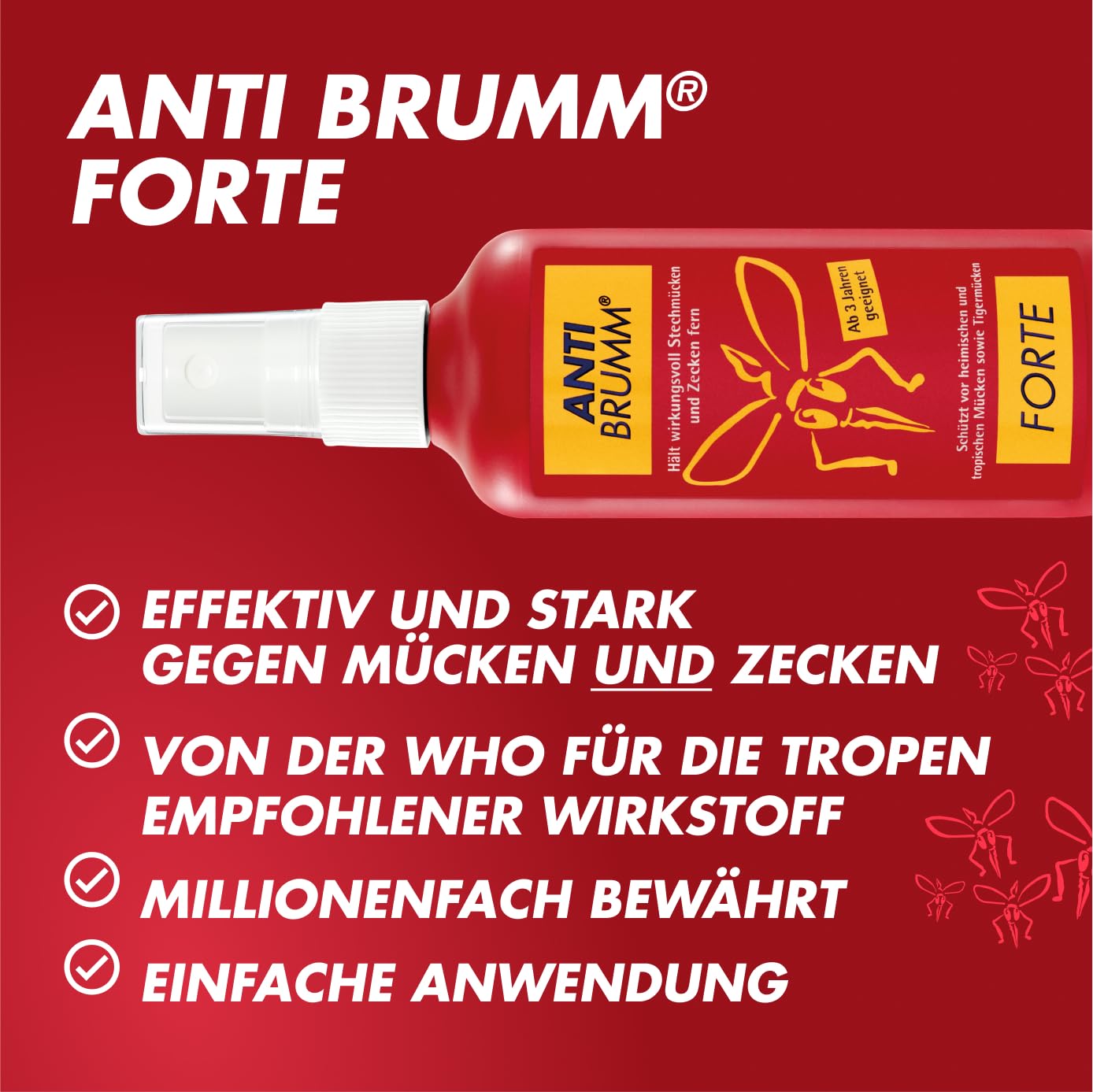 Anti Brumm Forte Reisebundle, Pumpspray 150 ml+Flugbeutel: Insekten-Repellent für effektiven Schutz gegen Mücken und Zecken, Mückenspray mit DEET 4