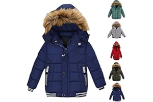 Boys Waterproof Parka Coats Winter Padded Snow Ski Puffer Jackets Kids Faux-Fur Hood Quilted Warm Down Outwear