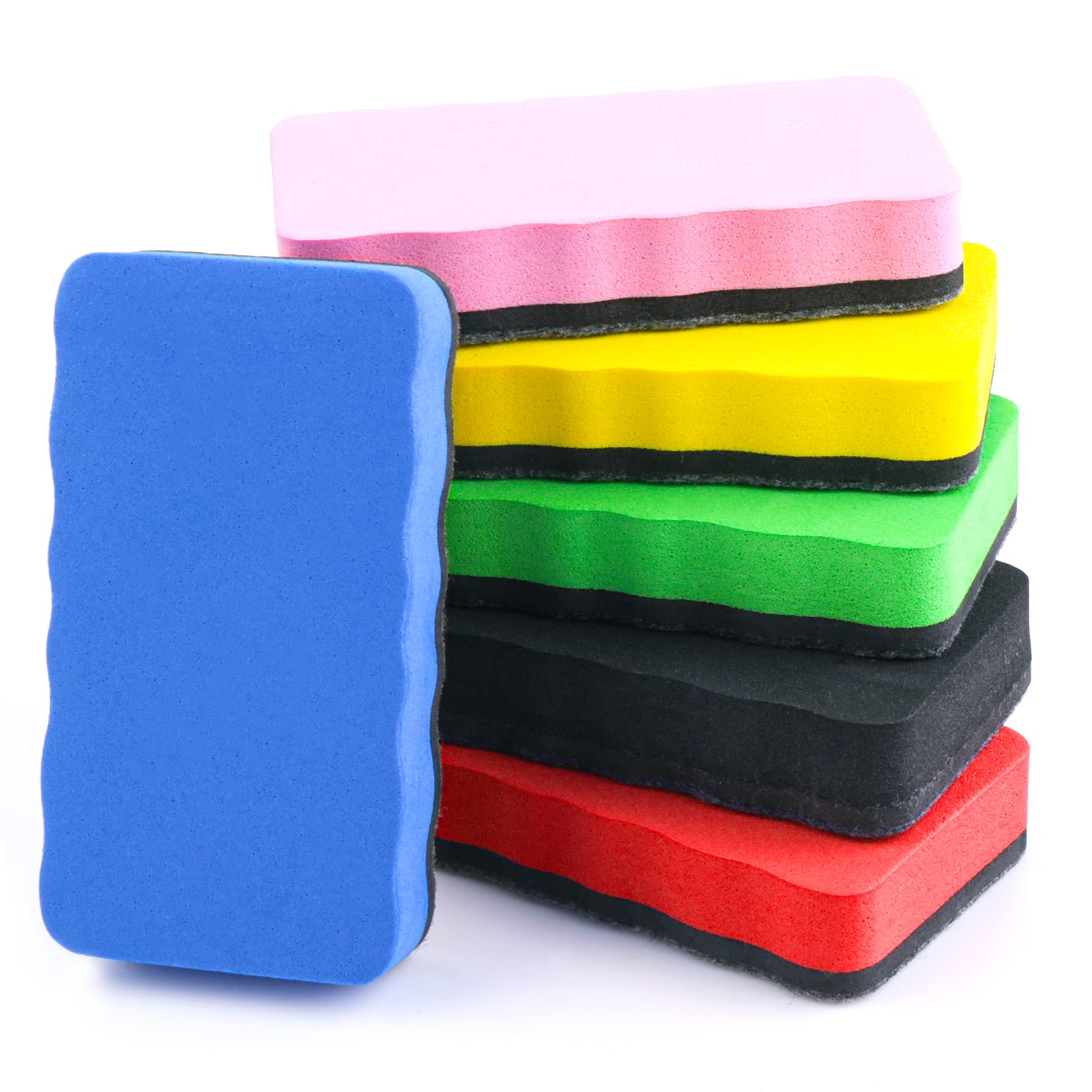 cobee Magnetic Whiteboard Eraser, 6 PCS Colorful Whiteboard Dry Eraser with Thick Felt Pad Magnetic White Board Erasers Chalkboard Cleaner Board for Classroom Home Office(6 Colors)