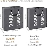 DOKEHOM 80L Large Collapsible Laundry Basket Two Sections Dark Grey view 3