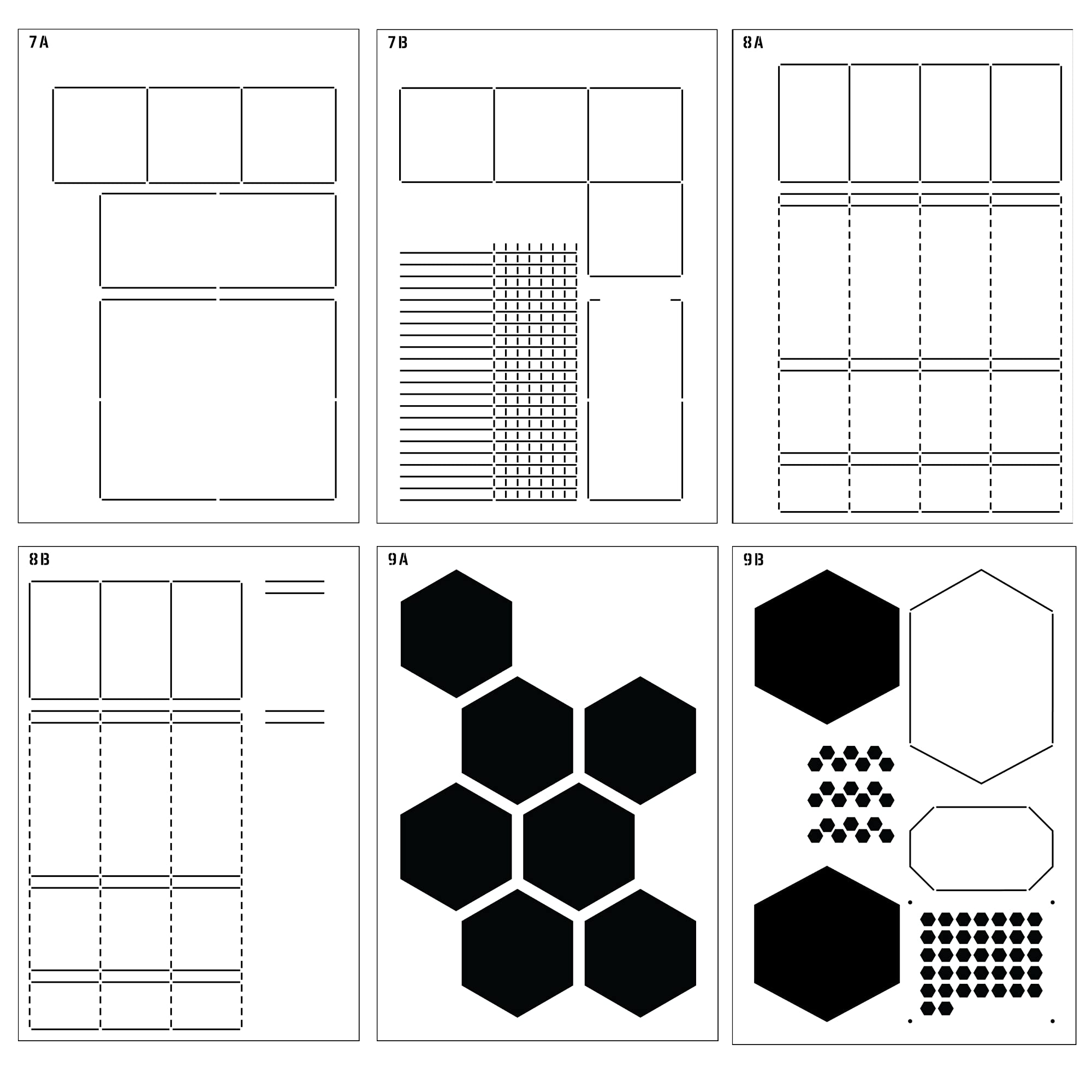Speedy Spreads Journal Stencils (Weekly Layouts #3) - x6 Stencils for A5 Bullet Dot Grid Journal Notebook, Save Time on Full-Page Layouts, DIY Planner Templates for Productivity by Sunny Streak