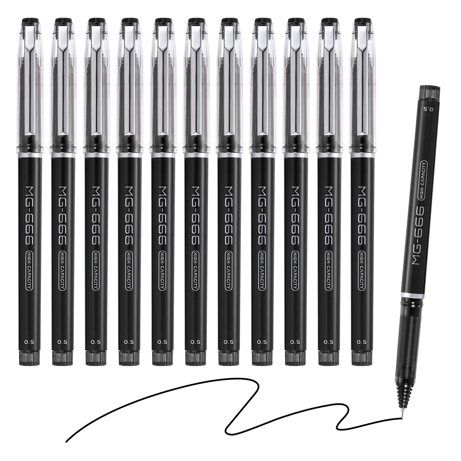 M&G Gel Pen Medium Point 0.5mm, 12 Pack Quick Dry Smooth Black Gel Ink Rollerball Pen for Home Office Writing Note Taking Journaling Business, Style 1