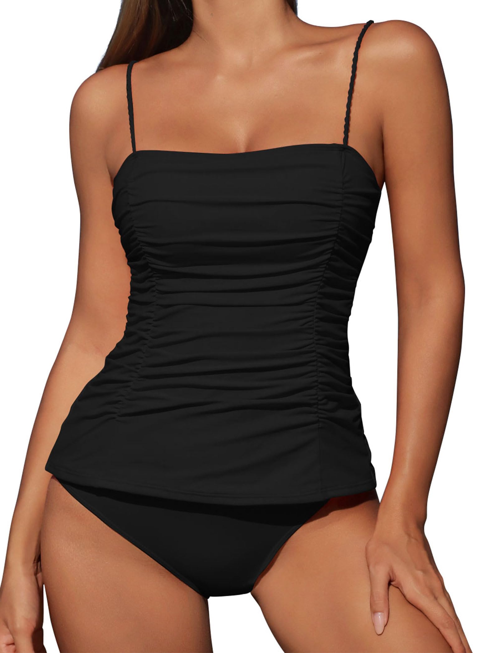 Black Adjustable Ruched Bikini