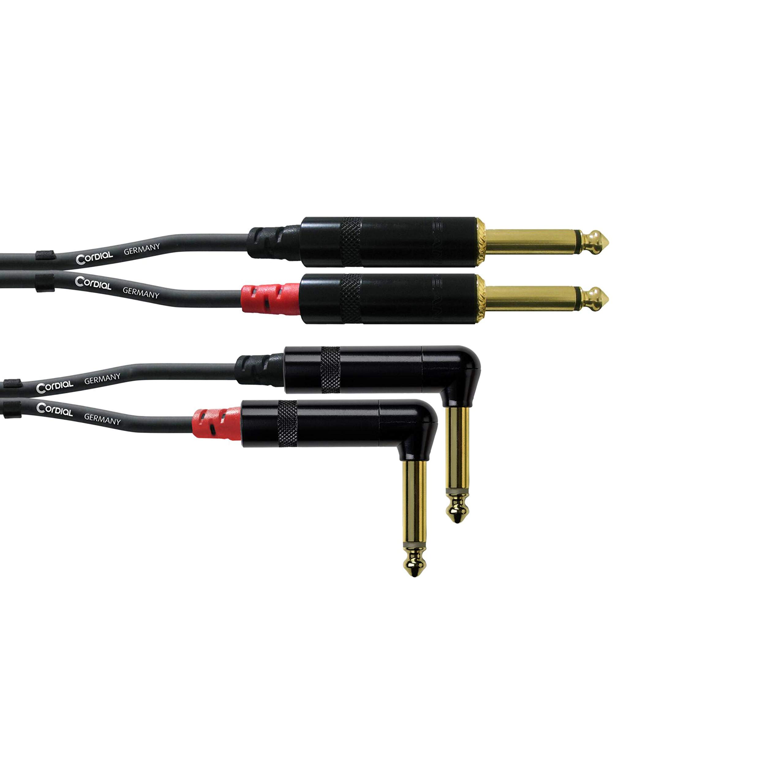 3m Straight/Angled Dual Jack Mono Audio Cable