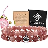 GDLKPYHS 2Pcs Healing Crystal Bracelets for Women Handmade Beaded Bracelet Healing Prayers Crystal 8mm Natural Stone Beads Bracelet Stress Relief Get Well Soon Gifts