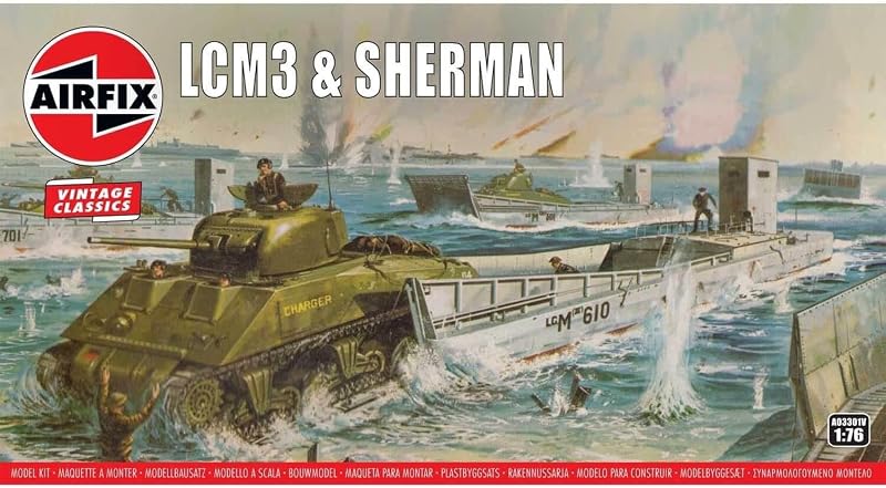Airfix Vintage Classics LCM3 & Sherman Set A03301V 1:76 88 Parts