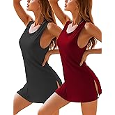 YYA 2 Pack Sexy Tank Nightgowns for Women Sleeveless Sleep Shirts Chemise Night Lingerie Dress S-XXL