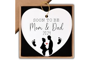 PIUZMNSIY Pregnancy Announcements Gifts Soon to Be Mom & Dad in 2024 Christmas Ornament Keepsake Sign Heart Plaque Pregnancy Gifts for First Time Moms Dads Baby Announcements Ideas