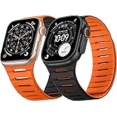 Dolstrap Double Sided Reversible Magnetic Bands Compatible with Apple Watch Band 49/46(S11/10)/45/44/42mm, Breathable Bracelet for iWatch Ultra 3/2/1 SE3-1 Series 11/10 9 8 7 6-1, Black/Orange