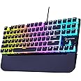GAMEPOWER Suki TKL Wired Mechanical Gaming Keyboard, Programmable Macros RGB Lighting Customization, Tactile Blue Mechanical Switches Aluminum Base, Magnetic Wrist Support, 87 Keys, Blue Switch
