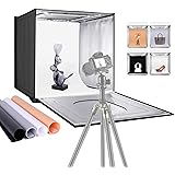 Neewer Photo Studio Light Box, 16” × 16” Shooting Light Tent with Adjustable Brightness, Foldable and Portable Tabletop Photo