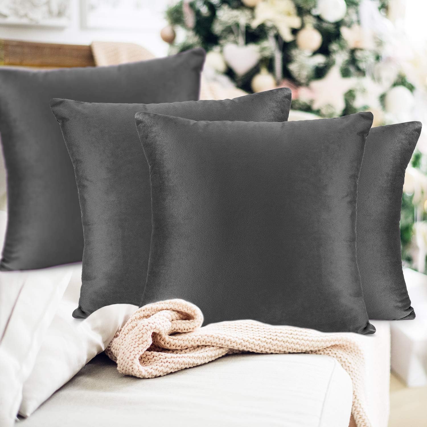 Nestl Bedding Throw Pillow Covers, Cozy Velvet Decorative