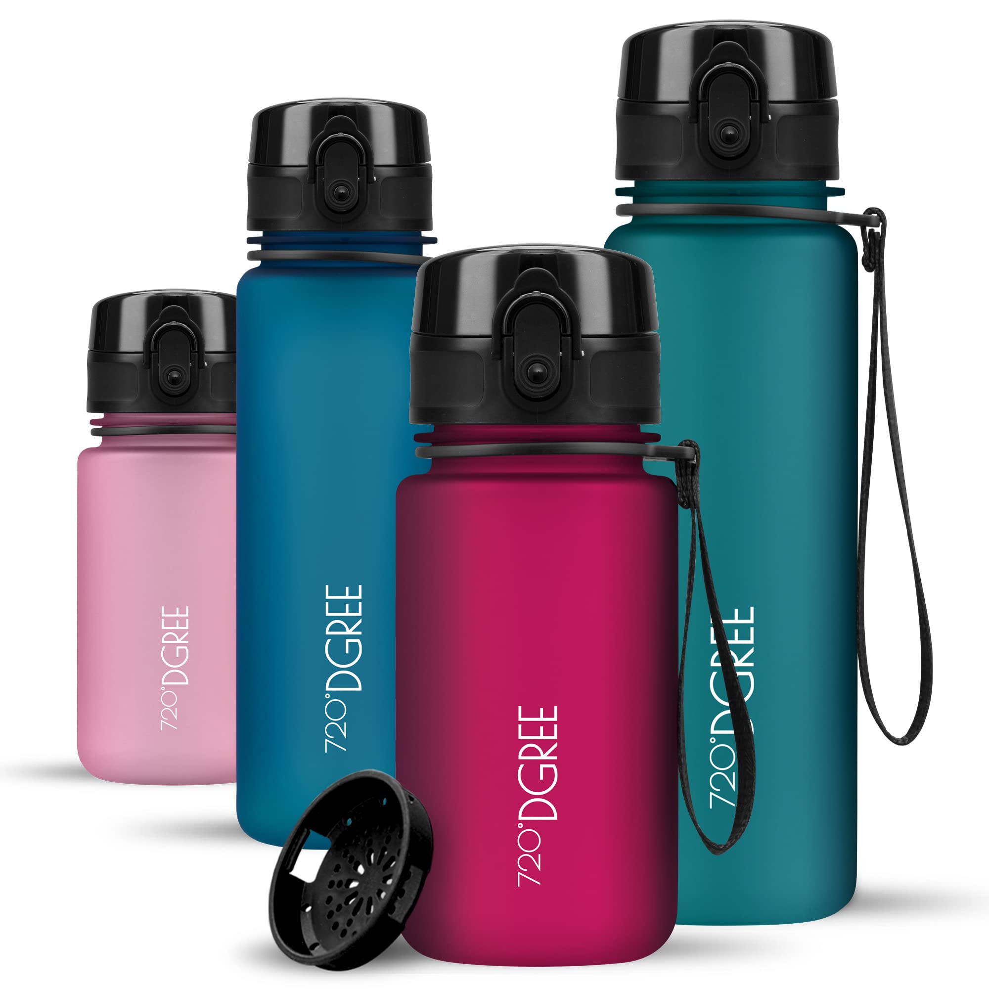 720°DGREE Water Bottle Kids 350ml “uberBottle“ softTouch +Sieve - BPA-Free Tritan, Leakproof, Reusable Drinking Bottle - Waterbottle for Children from 2 Years, Kindergarten, School, Playground, Sport