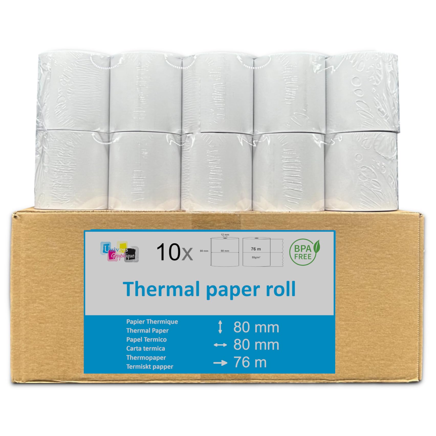 Thermal Paper Till Rolls 80 x 80 mm White BPA Free (10)