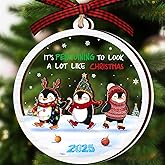 Penguin Ornament - Penguin Christmas Ornaments - Cute Penguins Gifts for Men, Women, Kids, Wild Animal Lovers - Winter Decoration - 2 Layers Wood Acrylic Ornaments 2025