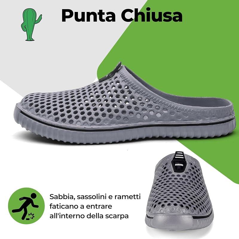 Unisex Zoccoli Ciabatte Scarpe da Spiaggia Grigio 41 EU