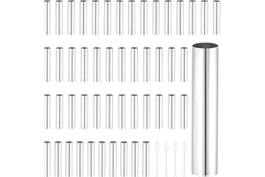 SEHOI 50 PCS Small Cannoli Tubes Molds, 5 Inch Stainless Steel Cannoli Shells Tubes, Non Stick Cannoli Tubes with 4 Cleaning Brushes, Cone Cream Horn Roll Tubes for Baking Croissant Pastry