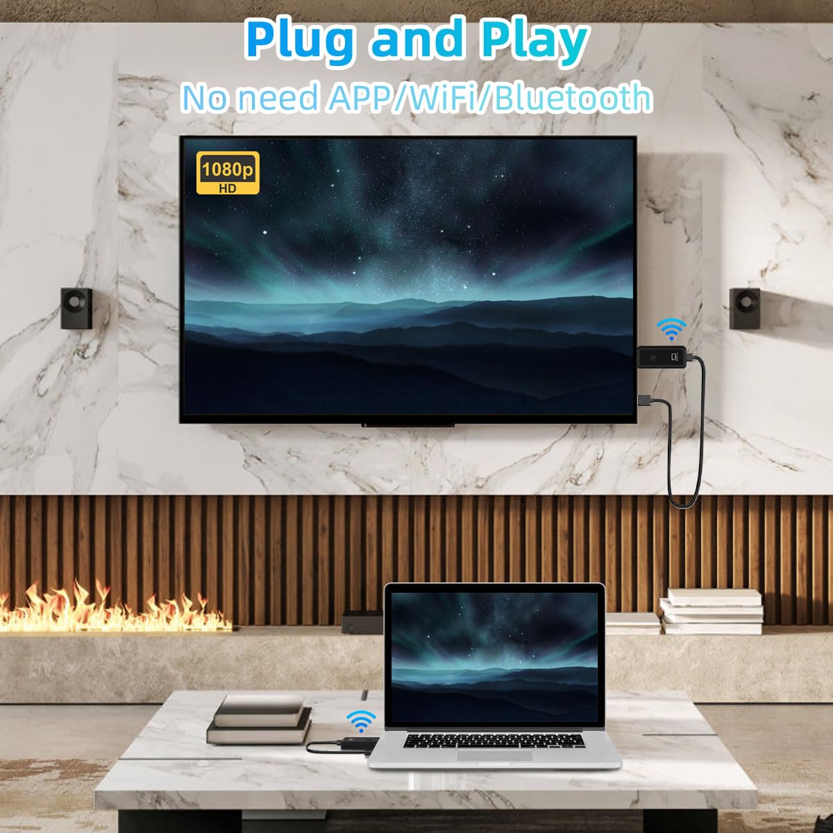 DOBVDLA Wireless HDMI Transmitter and Receiver 100ft/30m, 4K Decode 1080P Output Mini Wireless HDMI 2.4G/5G Plug&Play Portable for Streaming Video and Audio to Monitor from Laptop/TV Box