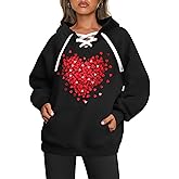 ELDPS Casual Sweatshirt for Women: Funny Love Heart Graphic Long Sleeve Pullover Top