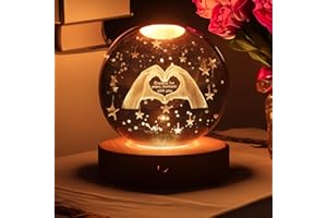 youglatt 3D Crystal Ball Night Light, 16 Colors 4 Modes, Remotely Controlled, Night Light Room Decor, Funny Anniversary Christmas Gifts for Women, Girlfriends, Wives, Daughters
