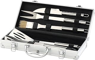 Rosenstein & Söhne Grillkoffer: Edelstahl-Grillbesteck im Aluminium-Koffer (Grillbesteckkoffer)