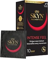 SKYN Intense Feel Condoms 10 Pack, Latex Free, Ribbed & Dotted, 53mm view 1