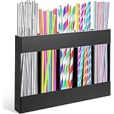 MOXIMAOYI Acrylic Straw Holder Reusable Straw Organizer with Double Sided Adhesive Tape Straws Dispenser for Cabinet Kitchen Door(black)