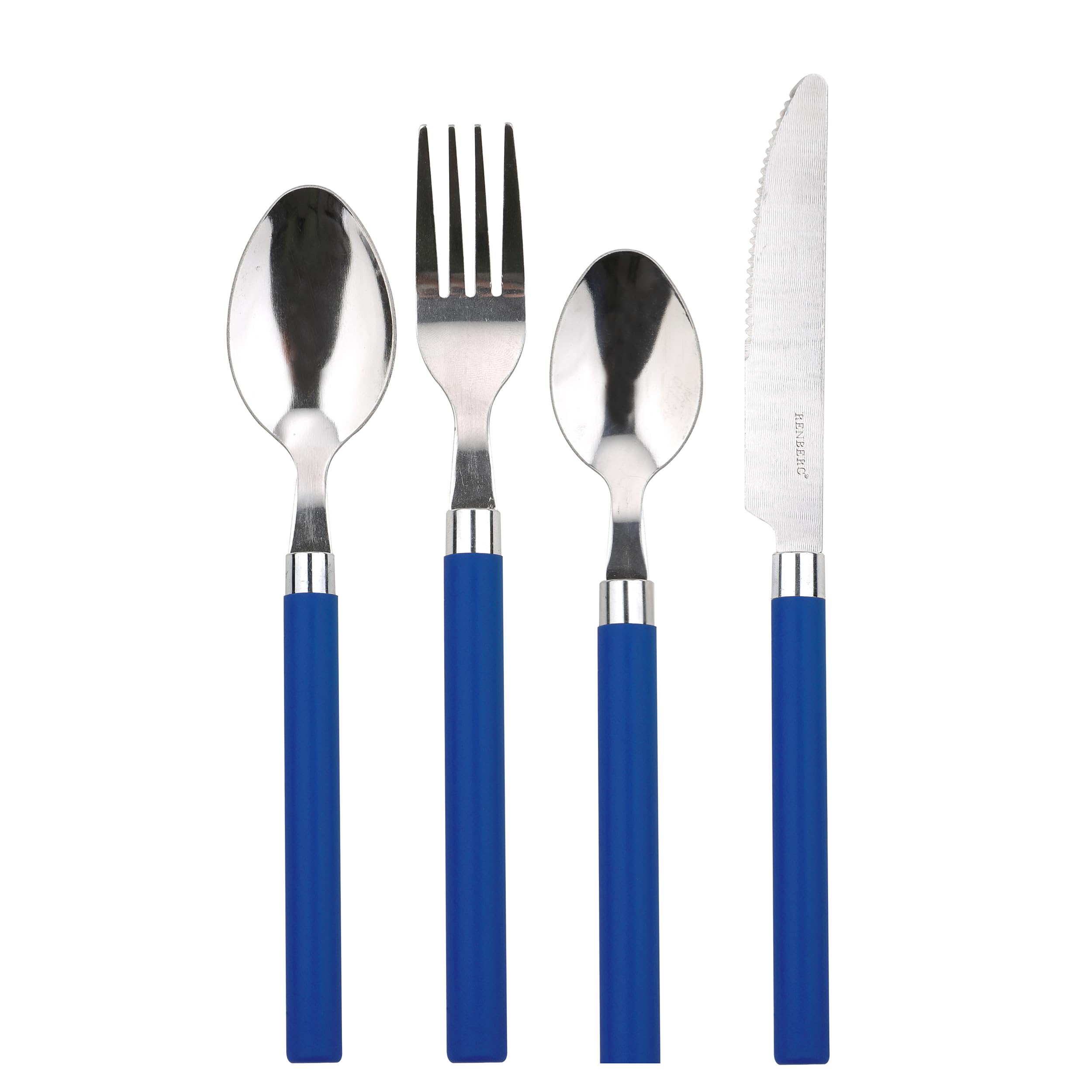 Renberg Happie Cutlery Set, Silver/Blue, 24 Piece