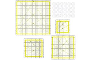 ZICALSO Quilting Rulers,Acrylic Square Quilt Rulers(3.5", 5", 6.5", 10.5"),Fabric Cutting Ruler with Non-Slip Rings for Quilting and Sewing