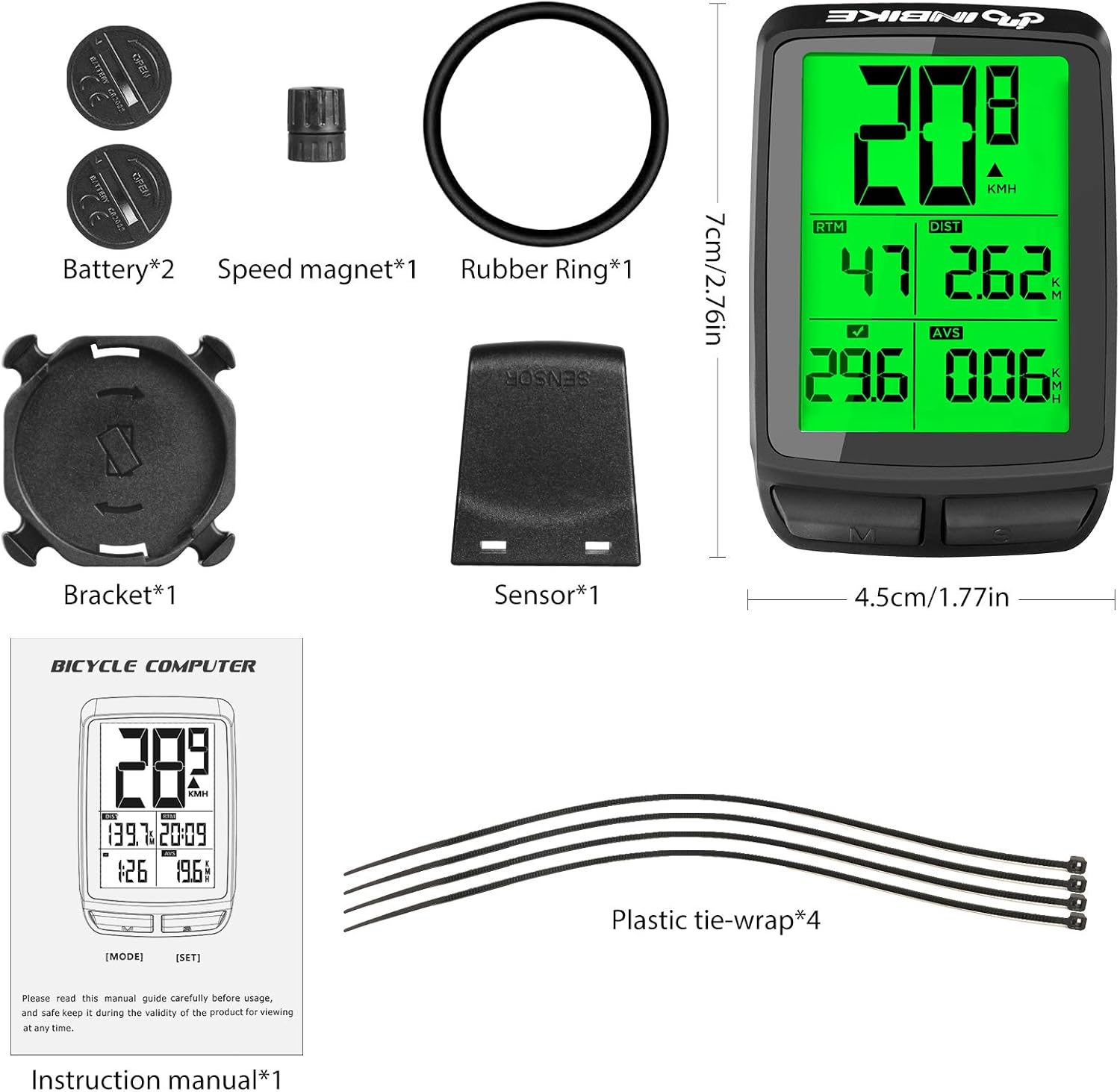 ANVAVA Bike Computer, Bicycle Speedometer, Wireless Cycling Odometer, Multifunctional & Waterproof, Smart Backlight, HD Digital LCD Big Display, Auto Power Off & Wake-up, Easy to Install : Sports & Outdoors