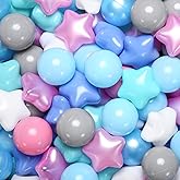 Realhaha Ball Pit Balls 50 100 200 500, Star Shapes for Babies Kids Playpen Plastic Balls for Babies Ball Pool Puppy Playballs
