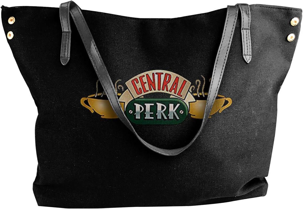Jiaojiaozhe Friends TV Show Central Perk Women's Classic Shoulder Portable Big Tote Handbag Work Canvas Bag
