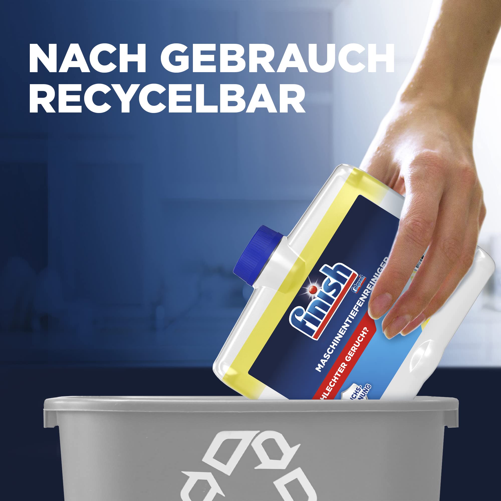 Finish Maschinentiefenreiniger Citrus – Flüssiger Maschinenreiniger gegen Kalk und Fett für eine saubere Spülmaschine – Sparpack mit 1 x 250 ml Maschinenpfleger mit Zitronenduft 9